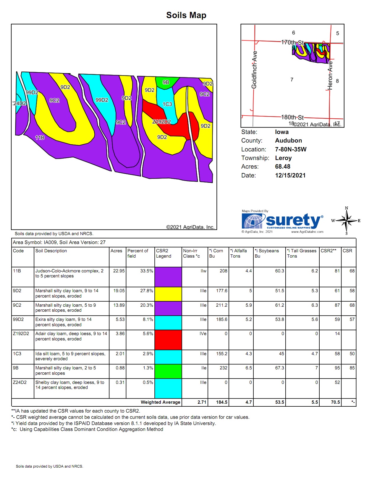 Iowa CSR Soil 	Map