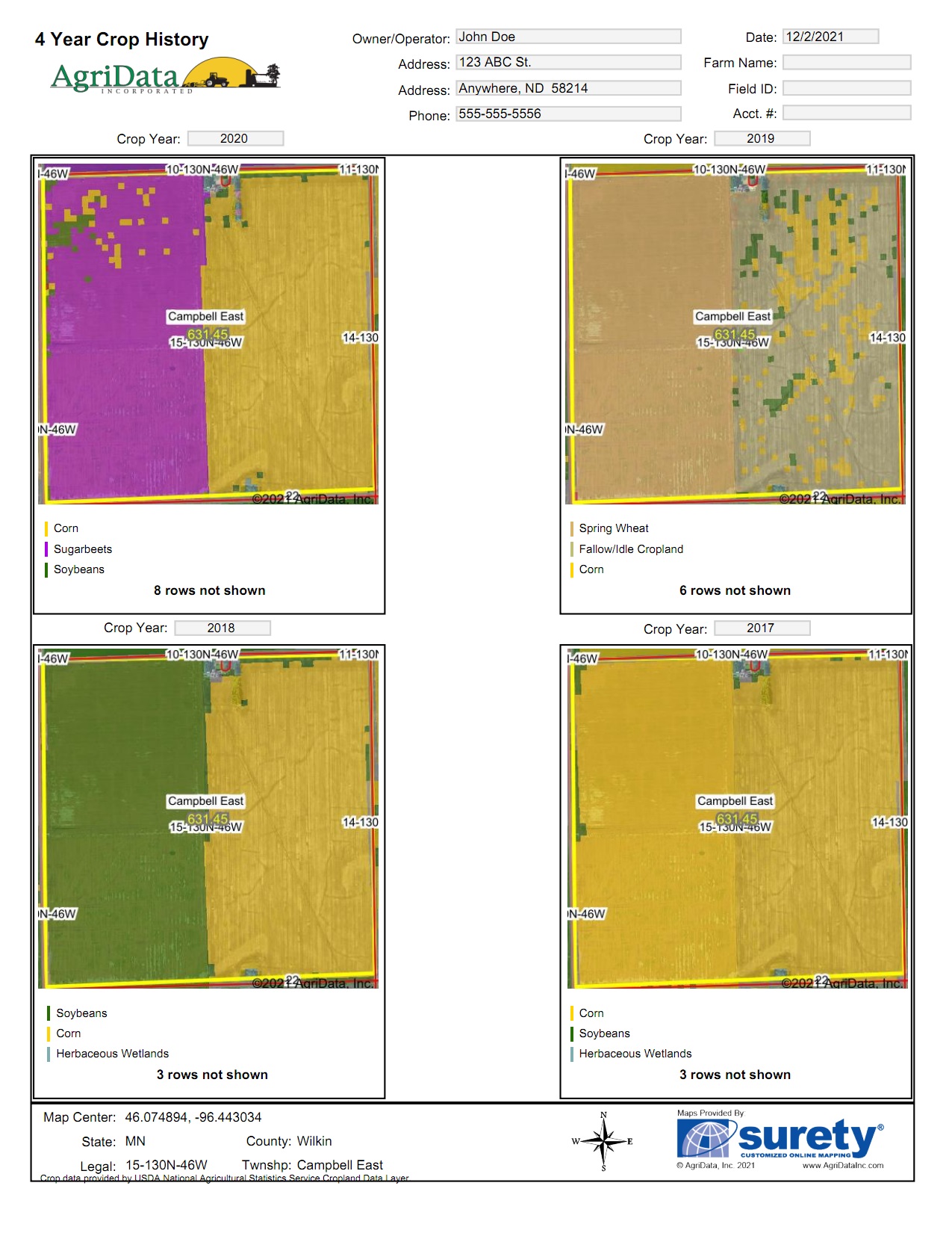 4 year crop history Map