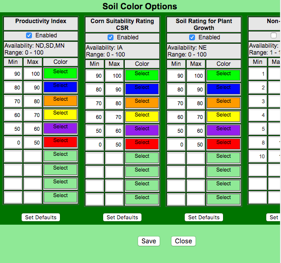 Soil Color Options